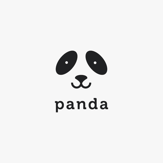 Vector leuke minimalistische panda gezicht logo vector pictogrammalplaatje op witte achtergrond