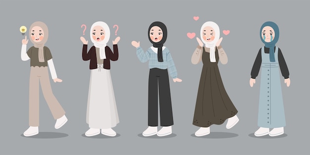 leuke modieuze moslim hijab meisje concept illustratie