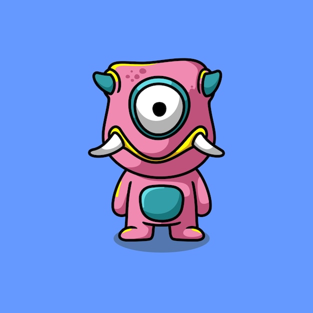 Leuke monster Cartoon afbeelding. Premium-vector. platte cartoonstijl