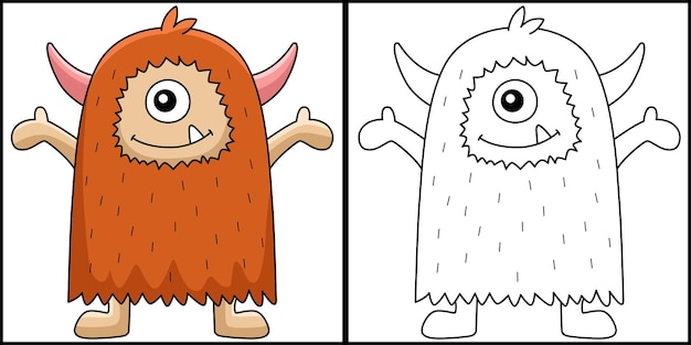 Leuke monster kleurplaat gekleurde illustratie