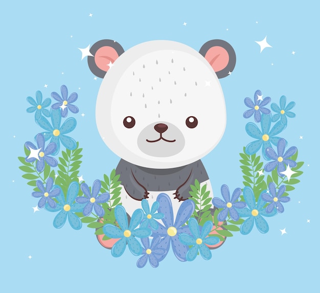 Leuke mooi, draagpanda met het ontwerp van de bloemenillustratie