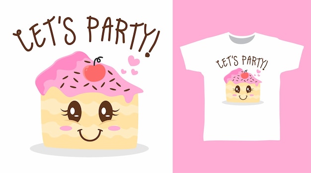 Leuke mooie cake tee ontwerpen concept