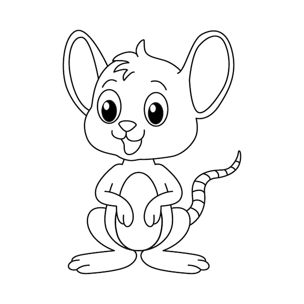 Leuke muis cartoon kleurplaat pagina illustratie vector Voor kinderen kleurboek