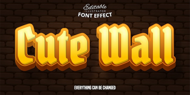 Leuke muurtekst, 3d bewerkbaar lettertype-effect