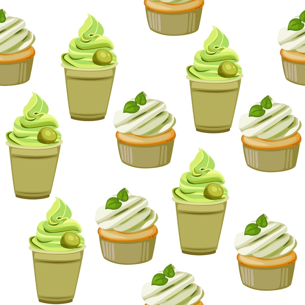 Vector leuke naadloze patroon cupcake