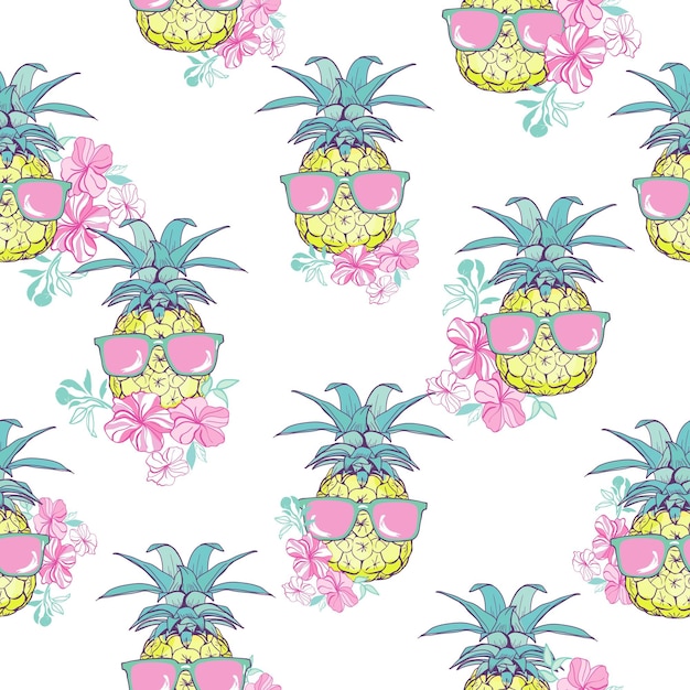 Leuke naadloze print met ananas