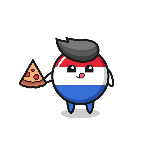 Leuke nederlandse vlag badge cartoon pizza eten