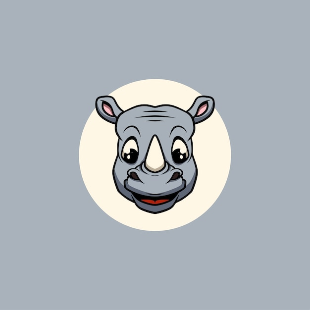 Leuke neushoorn lachende gezicht cartoon afbeelding