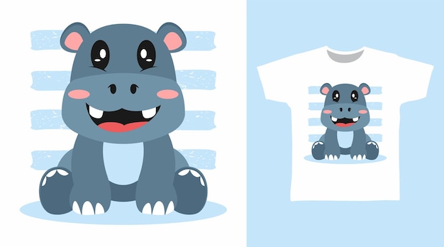 Leuke nijlpaard cartoon tshirt kunst design