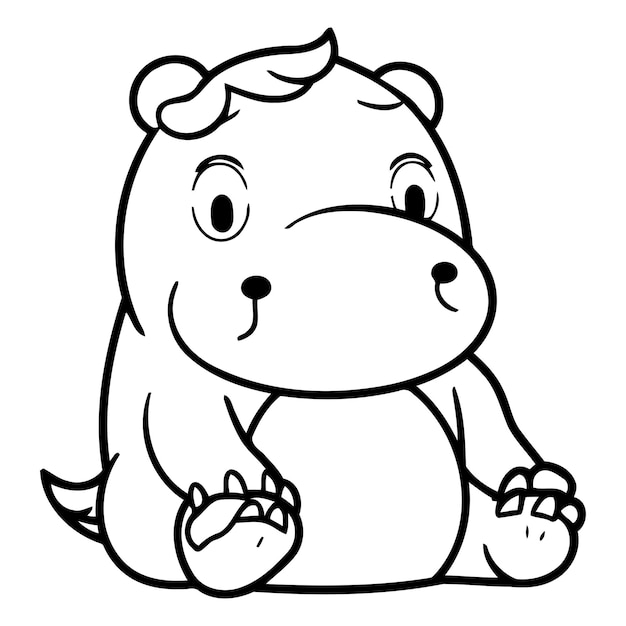Leuke nijlpaard zit op een bal Vector cartoon illustratie