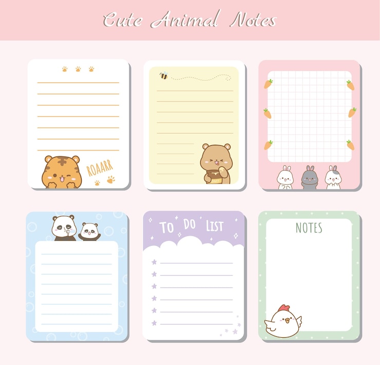 Leuke notitie Kawaii illustratie schattige dieren notities