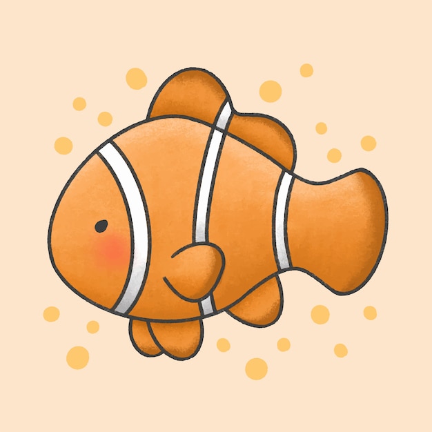 Leuke ocellaris clownfish cartoon hand getekende stijl