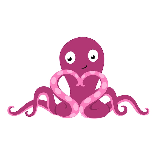 Leuke octopus die een hart vormt symbool Leuk personage voor liefdesontwerpen