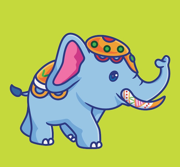 Leuke olifant carnaval kleurrijke geïsoleerde cartoon dierlijke illustratie flat style sticker icon design