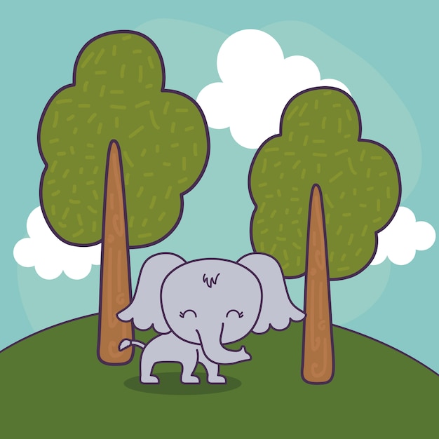 Leuke olifant in de aard van de landschapsscène