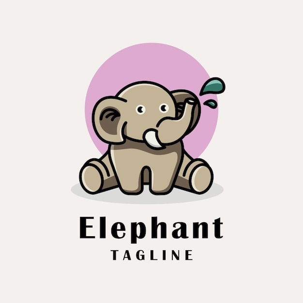 Leuke olifant logo ontwerp vector