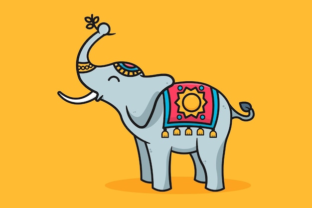 Leuke olifant met decoratieve tapijtillustratie