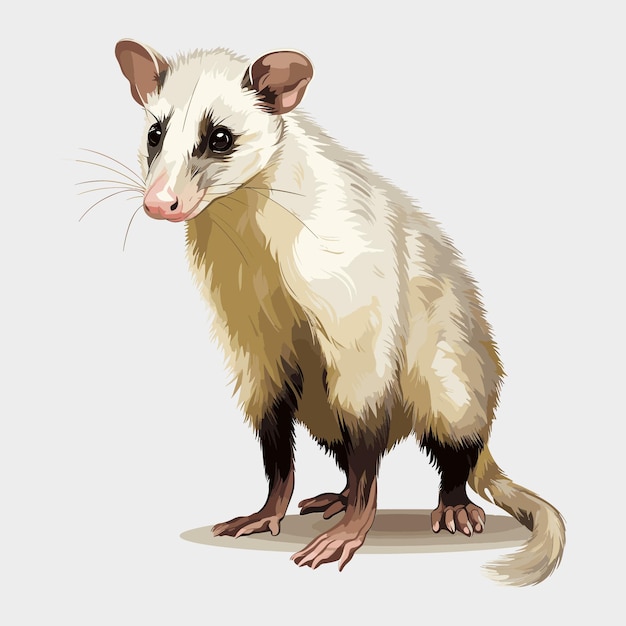 Leuke Opossum Cartoon Vector Art Illustratie Ontwerp