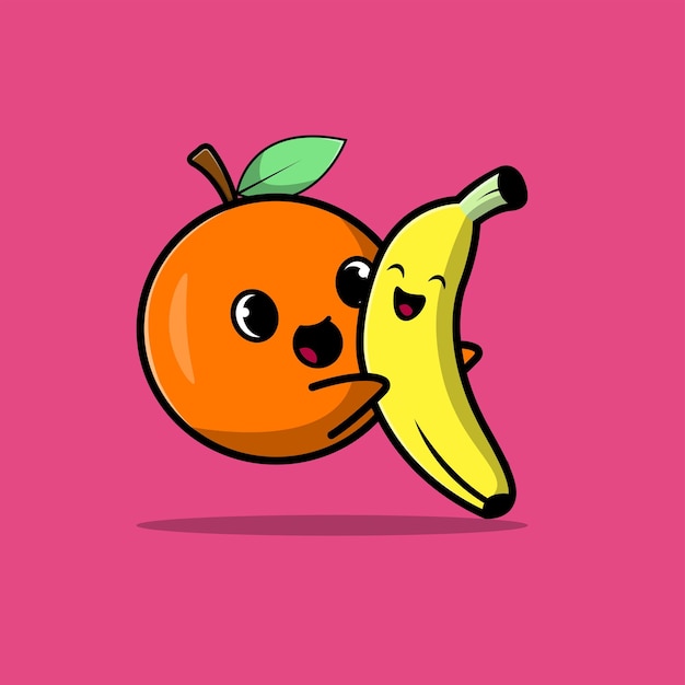 Leuke Oranje Knuffel Banaan Cartoon Vector Pictogram Illustratie Plantaardige Natuur Pictogram Concept Geïsoleerd Prem