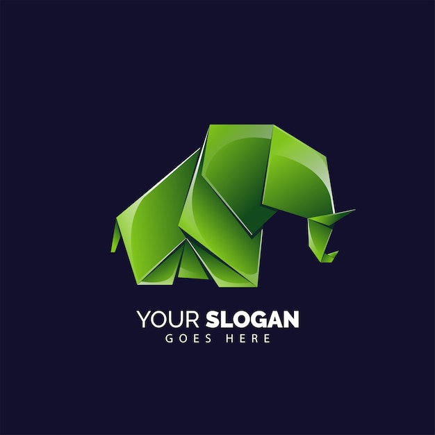 Vector leuke origami olifant logo sjabloon