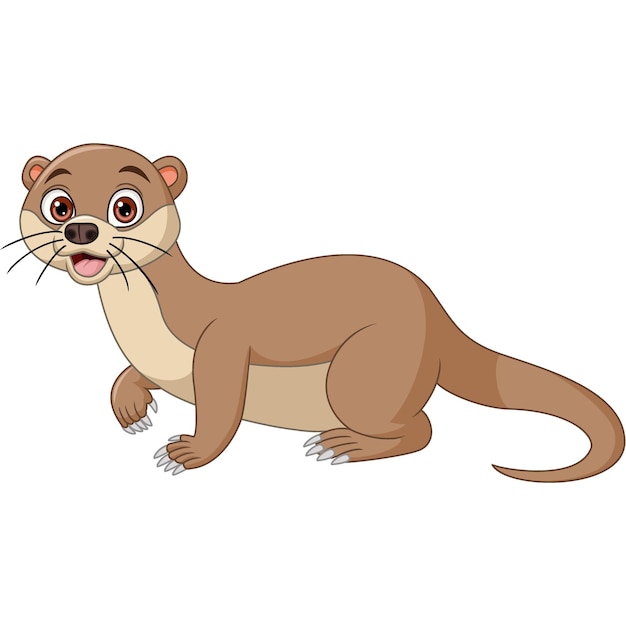 Leuke otter cartoon op witte achtergrond