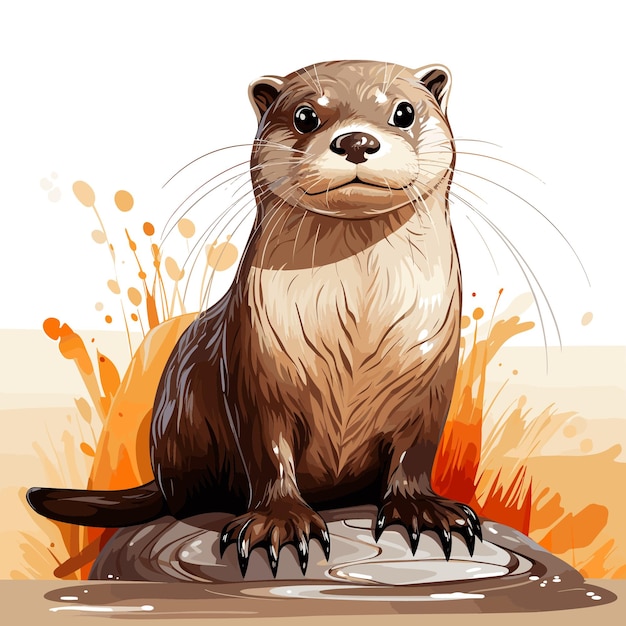 Leuke otter vector cartoon art illustratie ontwerp