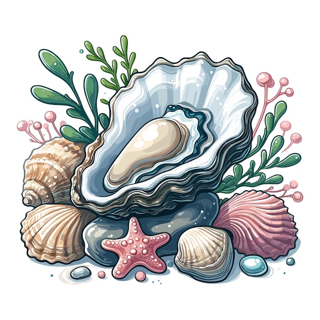 Leuke Oyster Vector cartoon illustratie