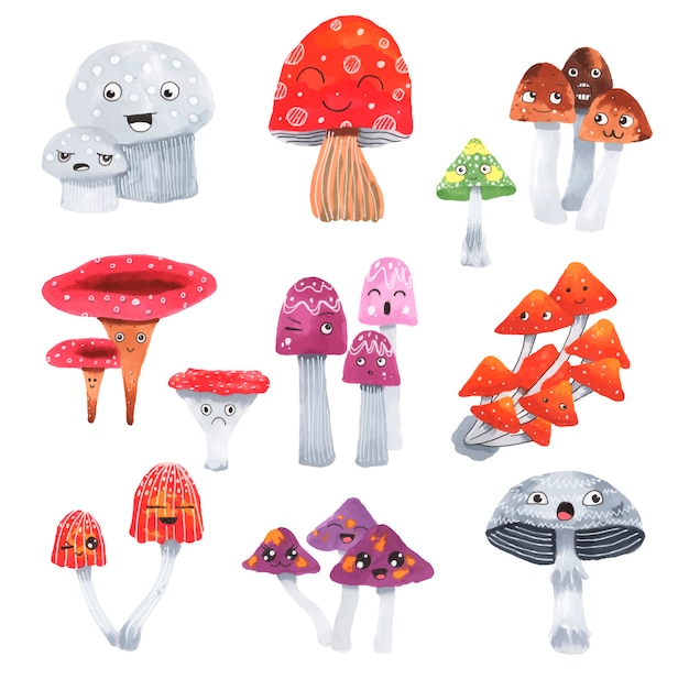 Vector leuke paddenstoelen set