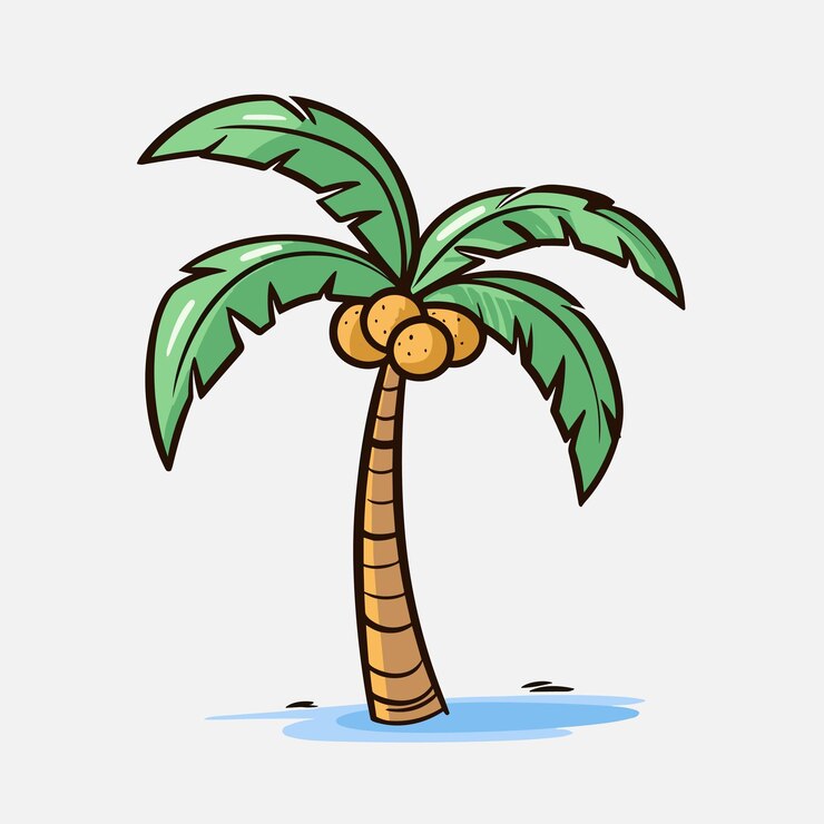 Leuke palmboom vectorillustratie met strakke lijnen en gedurfd ontwerp