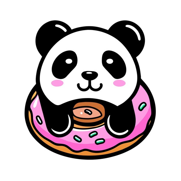 Vector leuke panda beer met de hand getekend platte stijlvolle mascotte cartoon personage tekening sticker icoon concept