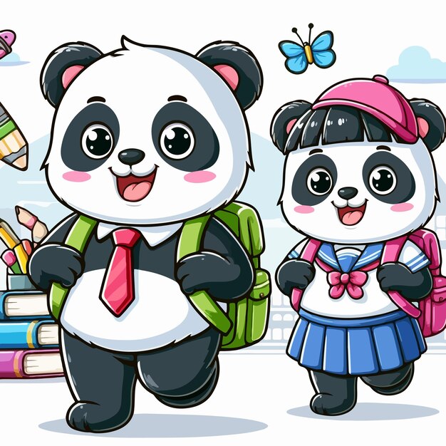 Leuke panda cartoon geïsoleerd op witte achtergrond vector illustratie