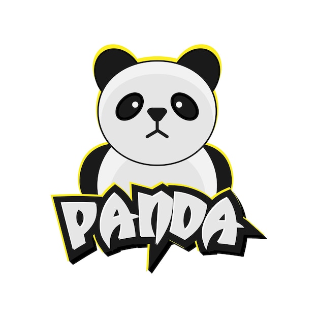 Leuke Panda Cartoon mascotte. Vectorillustratie van Panda met 3D-tekst. Schattig Panda-personage.