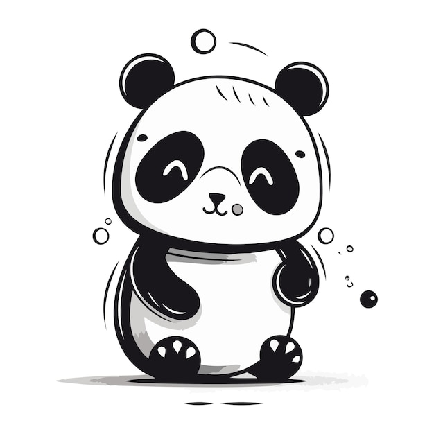 Leuke panda cartoon vector illustratie met de hand getekende panda vector illustratie