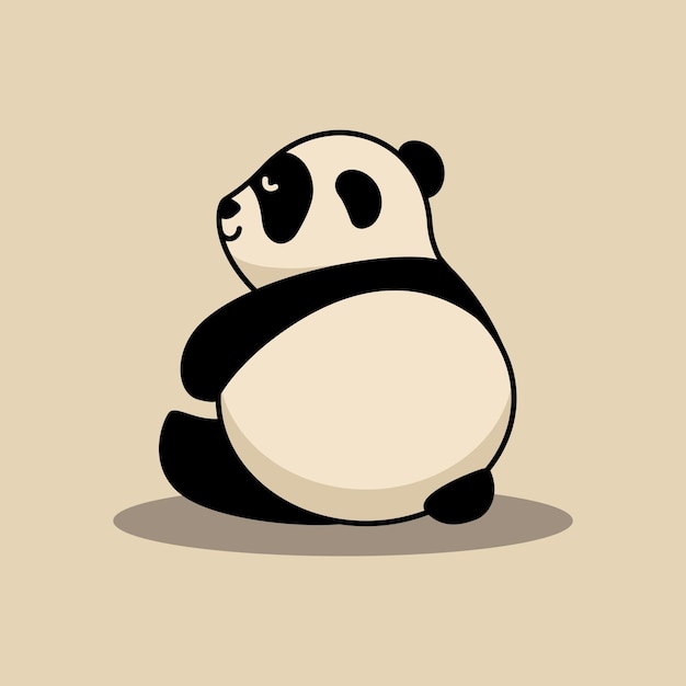 Leuke panda Eenvoudige platte icoon in retro stijl