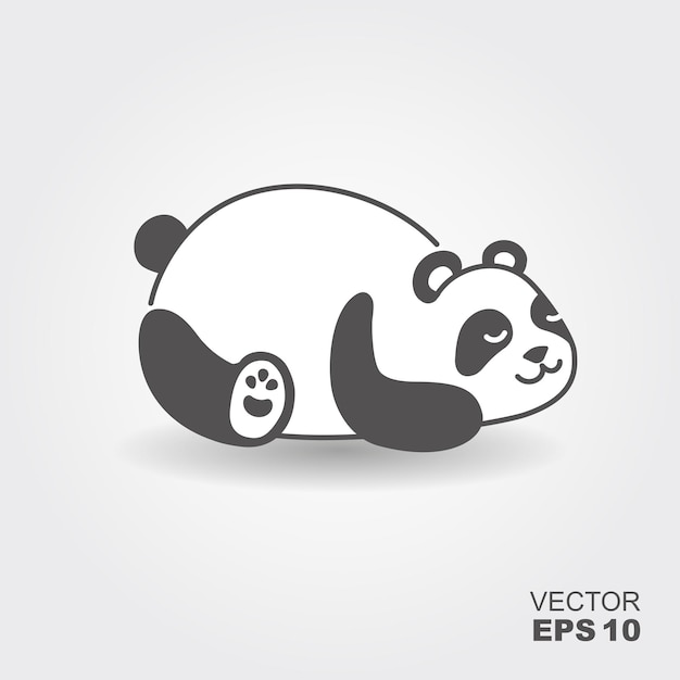 Leuke panda Eenvoudige platte icoon met schaduw