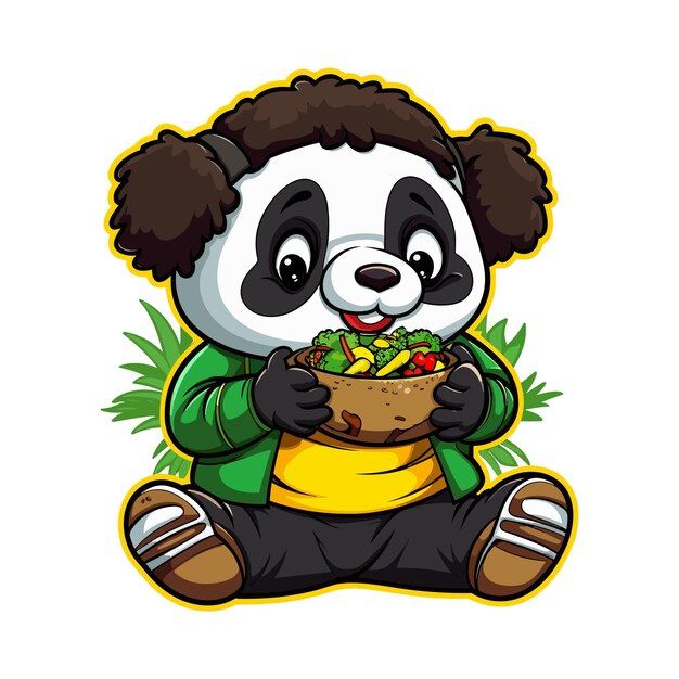 Leuke panda eet cartoon vector