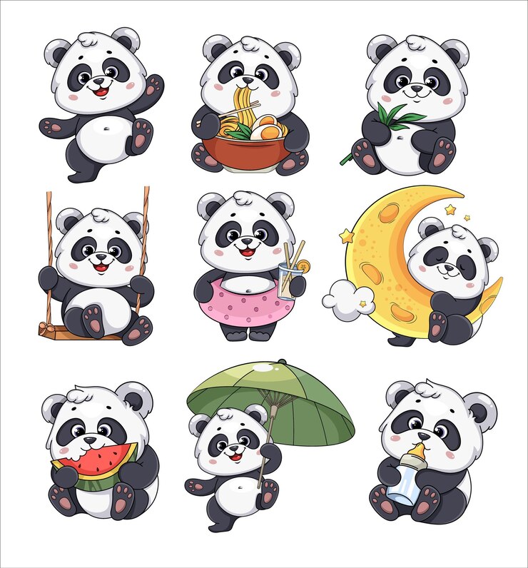 Vector leuke panda grappige cartoon personage