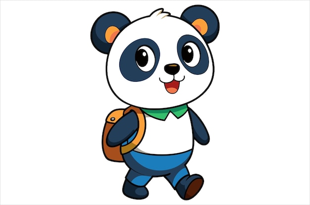 Leuke panda loopt en zwaait met een beer avatar cartoon illustratie vectorkunst