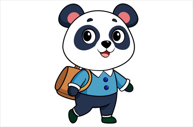 Leuke panda loopt en zwaait met een beer avatar cartoon illustratie vectorkunst