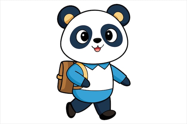 Leuke panda loopt en zwaait met een beer avatar cartoon illustratie vectorkunst