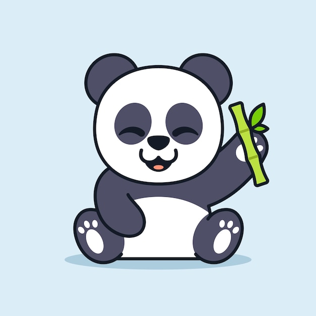 Leuke Panda Met Bamboe Illustratie