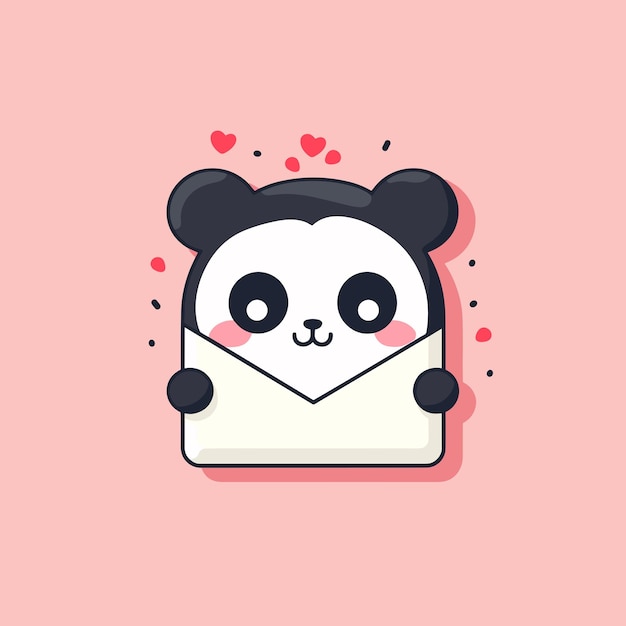 Leuke panda met envelop liefdesbrief met leuke panda vector illustratie