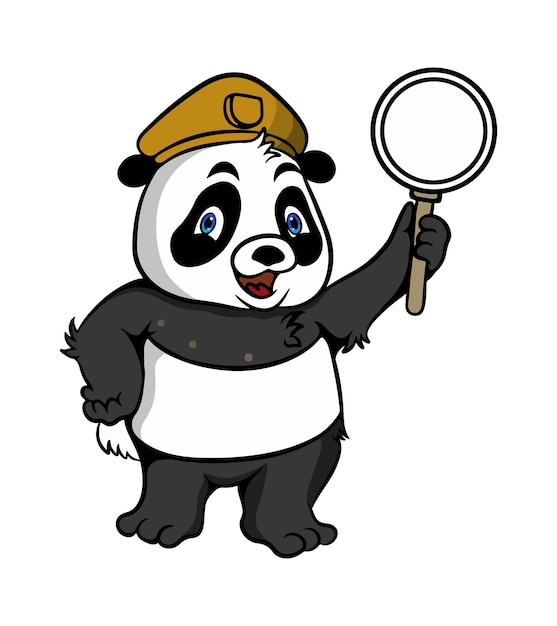 Vector leuke panda politie cartoon afbeelding ontwerp leeg verkeersbord te houden