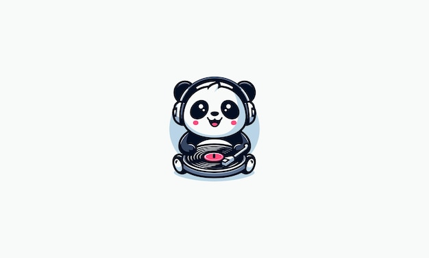 Leuke panda speelt disc jokey vector illustratie plat ontwerp