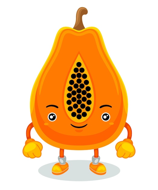 Leuke papaya mascotte karakter vectorillustratie
