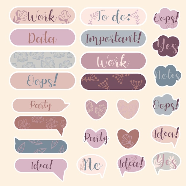 Leuke papieren aantekeningen in pastelkleuren Stickers Eenvoudige pagina Stationaire set Aantekeningen en ansichtkaarten voor aantekeningen Afdrukbare plannerstickers Een aantekening op de to-do lijst Decoratief element van de planning Vector