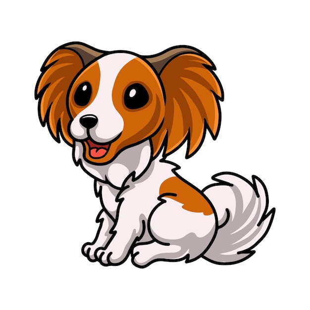 Leuke papillon hond cartoon zitten