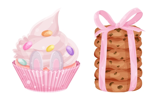 Leuke pasen cupcake bunny oren paaseieren vakantie cupcake