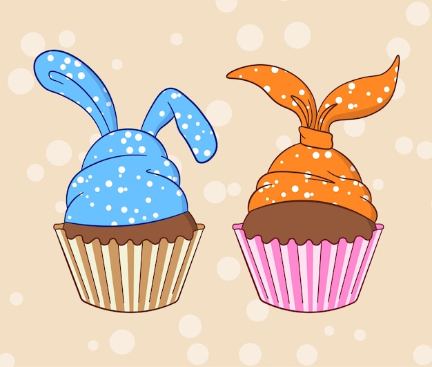 Leuke pasen cupcake vector