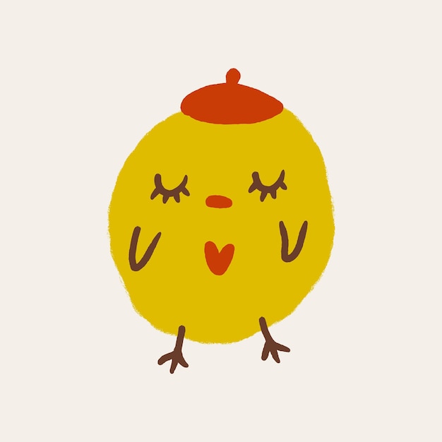 Leuke Pasen vriendelijke baby kip vogel lente illustratie in kawaii stijl